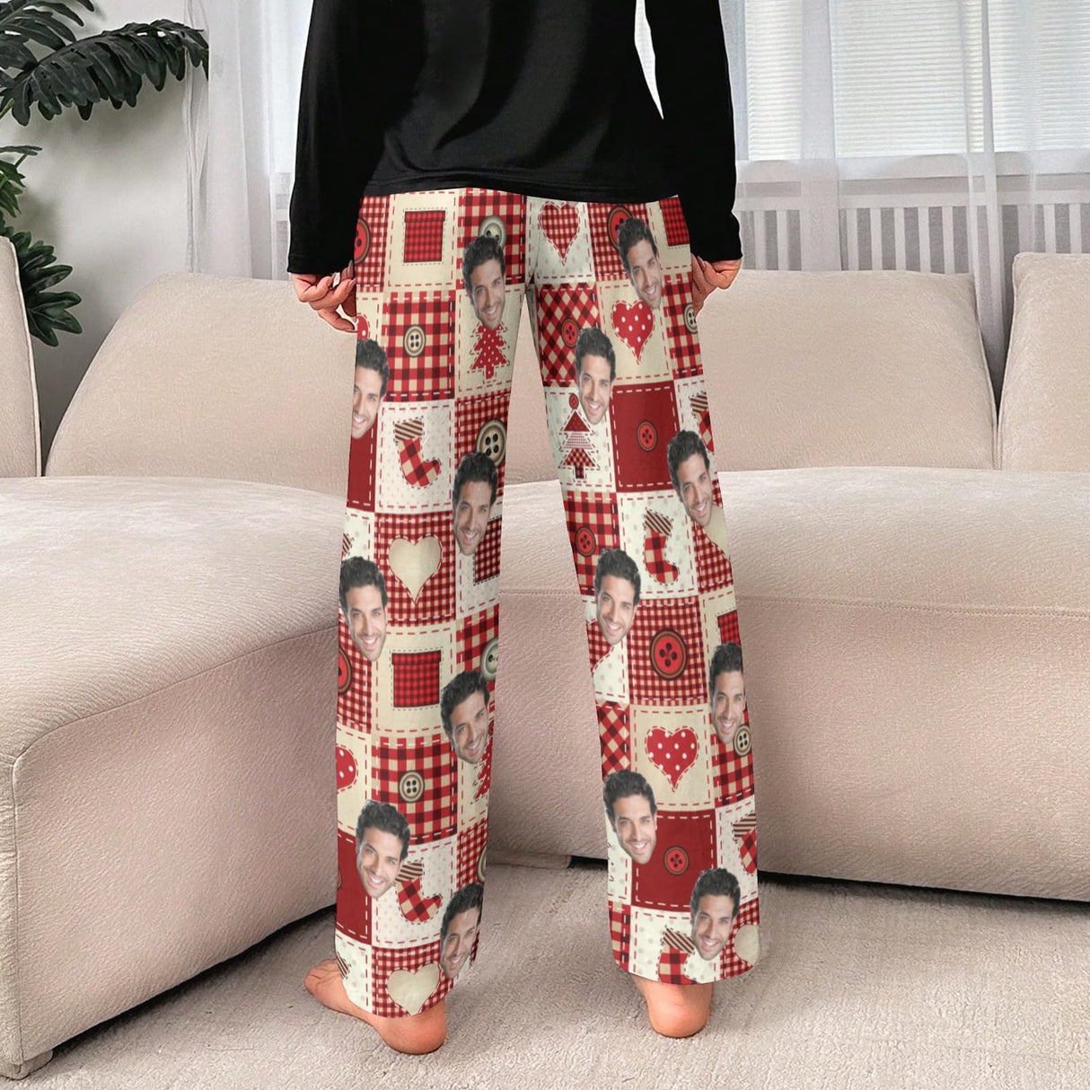 Custom Pajamas Pants with Photo for Men Women:Made in USA Personalized Pajama Trousers,Gifts for Wife Husband