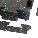 Xspec 8mm (5/16") Heavy Duty All Rubber Gym Mat Flooring Interlocking Rubber Tile, Made in USA, Grey/Black or Blue/Black, 24"X24"X0.3" (6-Pack, 24 sq. ft. Total)