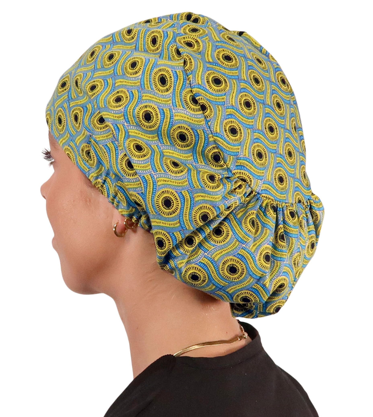 Sparkling EARTH Riley Medical Scrub Caps with Flat Front and Roomy Back - Adjustable Cord Lock Closure - Made in The USA!
