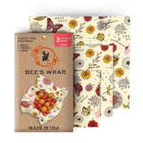 Bee's Wrap Reusable Beeswax Food Wraps Made in The USA, Eco Friendly Beeswax Wraps for Food, Sustainable Food Storage Containers, Organic Cotton Food Wraps, Assorted 3 Pack (S, M, L), Honeycomb