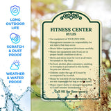Sigo Signs, Fitness Center Rules Use Equipment at Your Own Risk Décor Sign, Green Light, 12x18 Inches, ACM, Fade Resistant, Made in USA