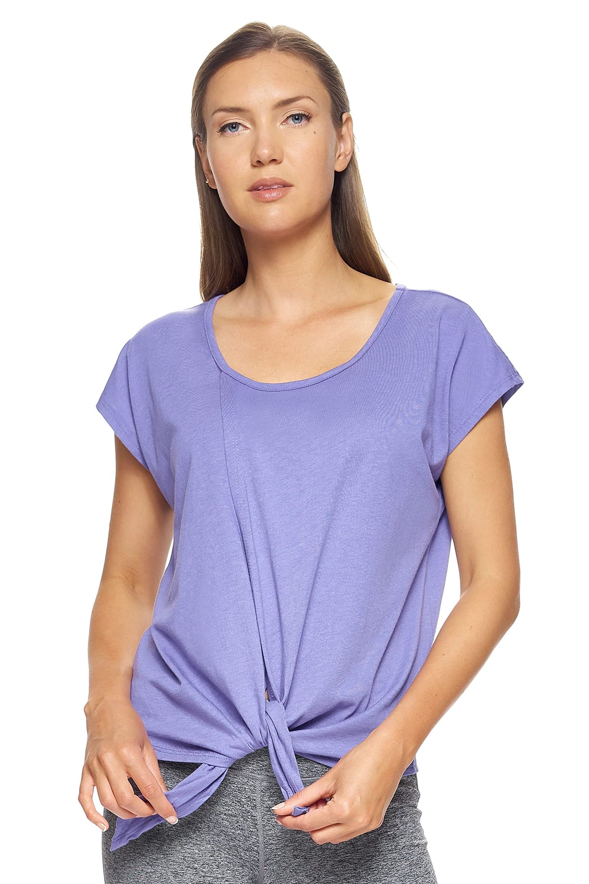 Expert Brand USA-Made Women's MoCA Cotton Blend Split Front Tie T-Shirt