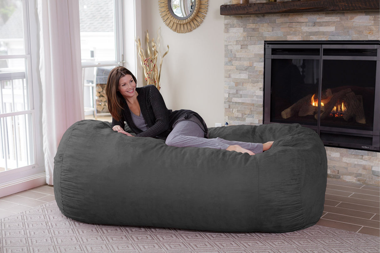 Chill Sack Memory Foam Bean Bag Lounger, 7.5-Feet, Red Furry