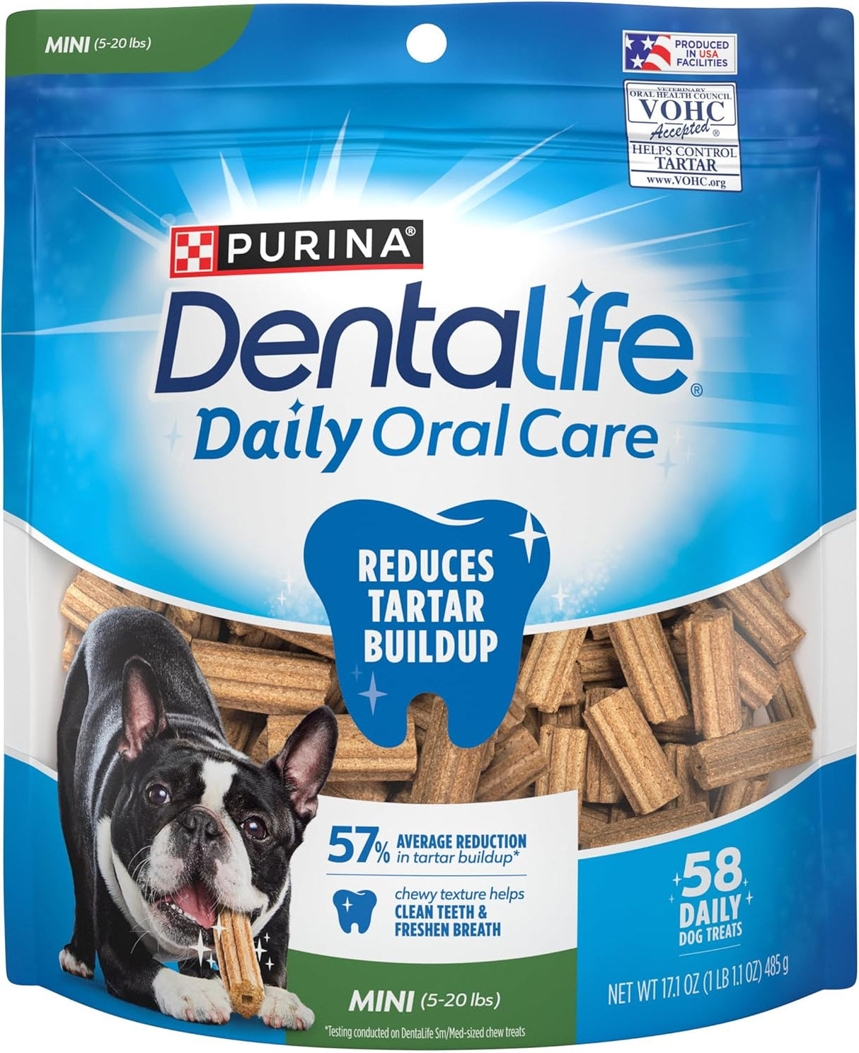 Purina Dentalife Daily Oral Care Chicken Flavor Toy Breed Dog Dental Chews - 58 ct. Pouch