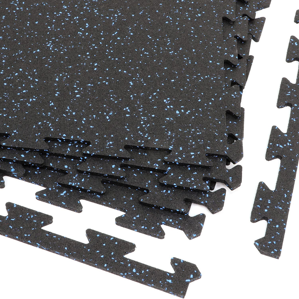 Xspec 8mm (5/16") Heavy Duty All Rubber Gym Mat Flooring Interlocking Rubber Tile, Made in USA, Grey/Black or Blue/Black, 24"X24"X0.3" (4-Pack, 16 sq. ft. Total)