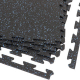 Xspec 8mm (5/16") Heavy Duty All Rubber Gym Mat Flooring Interlocking Rubber Tile, Made in USA, Grey/Black or Blue/Black, 24"X24"X0.3" (4-Pack, 16 sq. ft. Total)