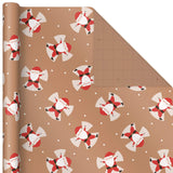 Hallmark Kraft Christmas Wrapping Paper for Kids with Cut Lines on Reverse (4 Rolls: 88 sq. ft. ttl) Penguins, Santa, Snowmen, Polka Dots