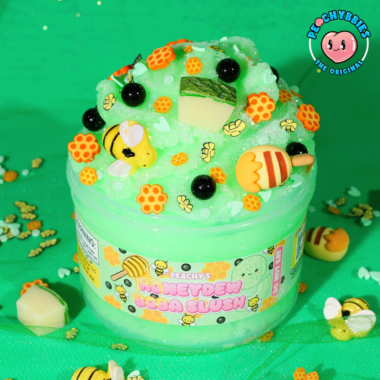 Honeydew Boba Slush Slime, Made in USA Premium Slime, 100% Authentic Peachybbies, 7 oz. ICEE, Scented Slime for Kids from The Original Peachybbies Slime Shop, ASMR, Limited Edition
