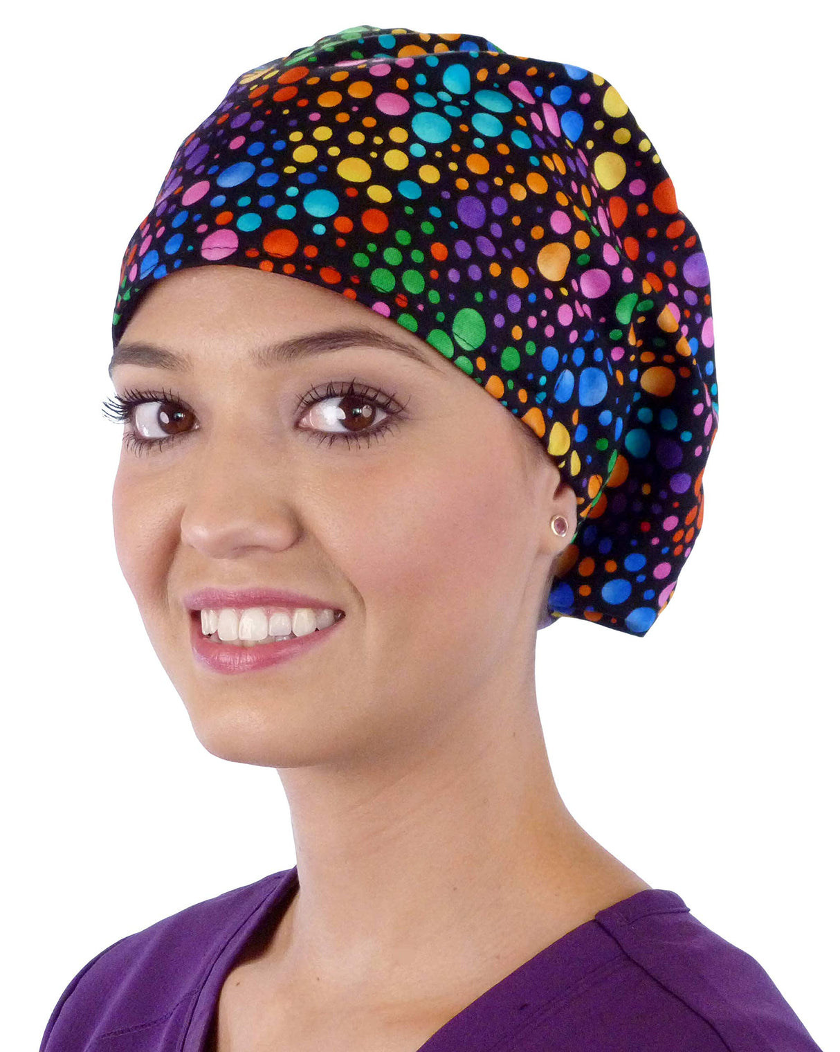 Sparkling EARTH Riley Medical Scrub Caps with Flat Front and Roomy Back - Adjustable Cord Lock Closure - Made in The USA!