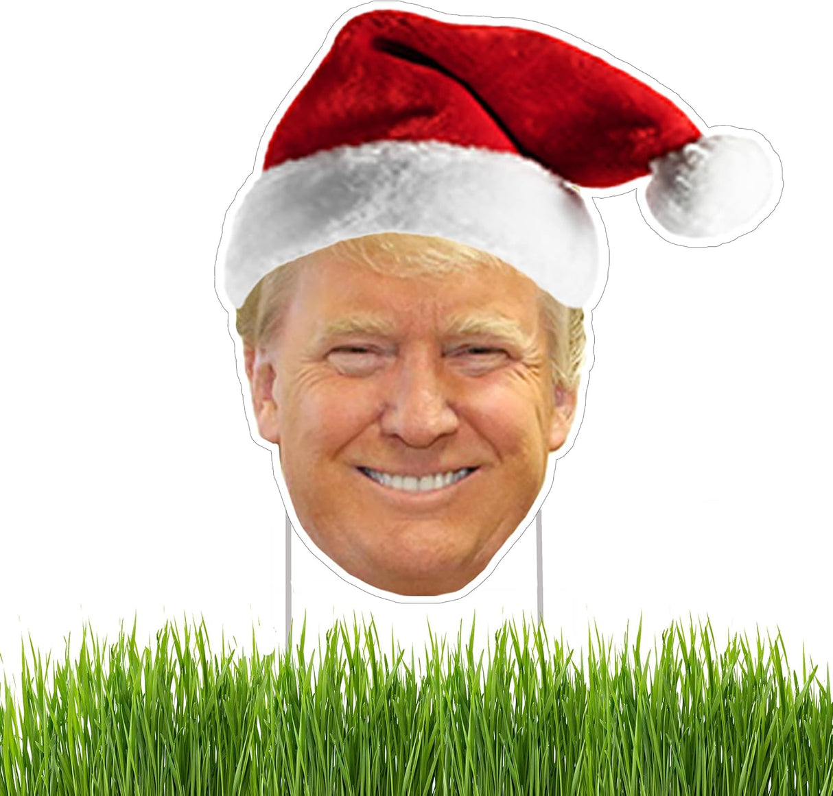 Funny Trump Santa Hat Cut Out JD Vance 2024 Yard Sign With H Stake For President Donald Trump Republican Conservative Christmas