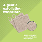 Bean Products Hemp Washcloth - Loose Weave Design for Effective Cleaning - Open Knit Exfoliating Wash Cloth - Fast Drying, Hemp & Organic Cotton - 10” x 12”, 2 Pack