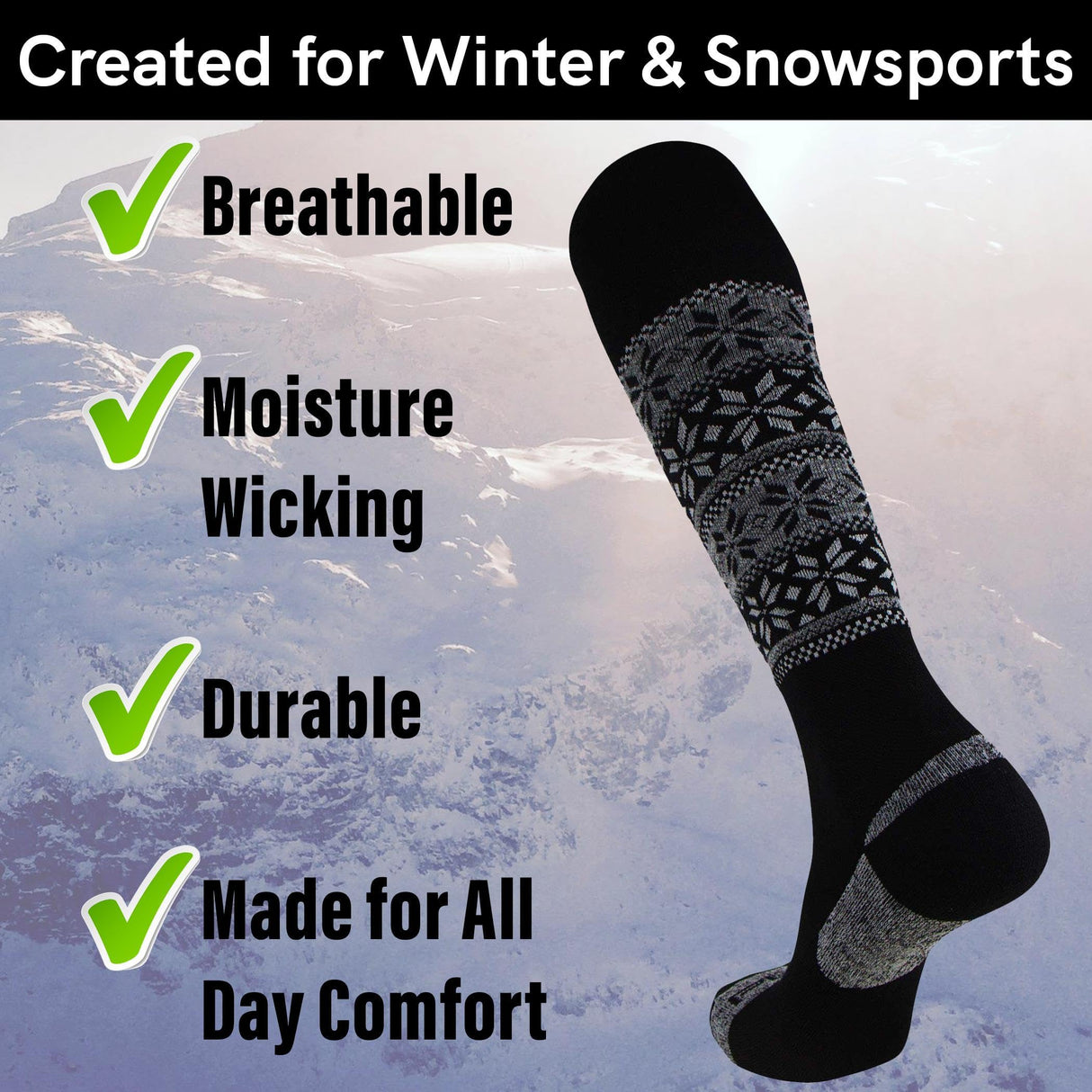 Alpaca Ski Socks – Men Warm Wool Sock, Women Skiing, Snowboarding