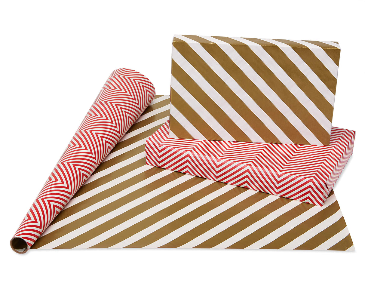 American Greetings 175 sq. ft. Reversible Red Wrapping Paper for Christmas and All Holidays, Red and White Polka Dots (1 Jumbo Roll 30 in. x 70 ft.)