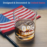 0% Liberal | Republican Trump Glass | 11 oz Bourbon Whiskey Rock Glass | Old Fashioned Whiskey Tasting Glasses For Men | Retirement Gifts For Men | Made In USA
