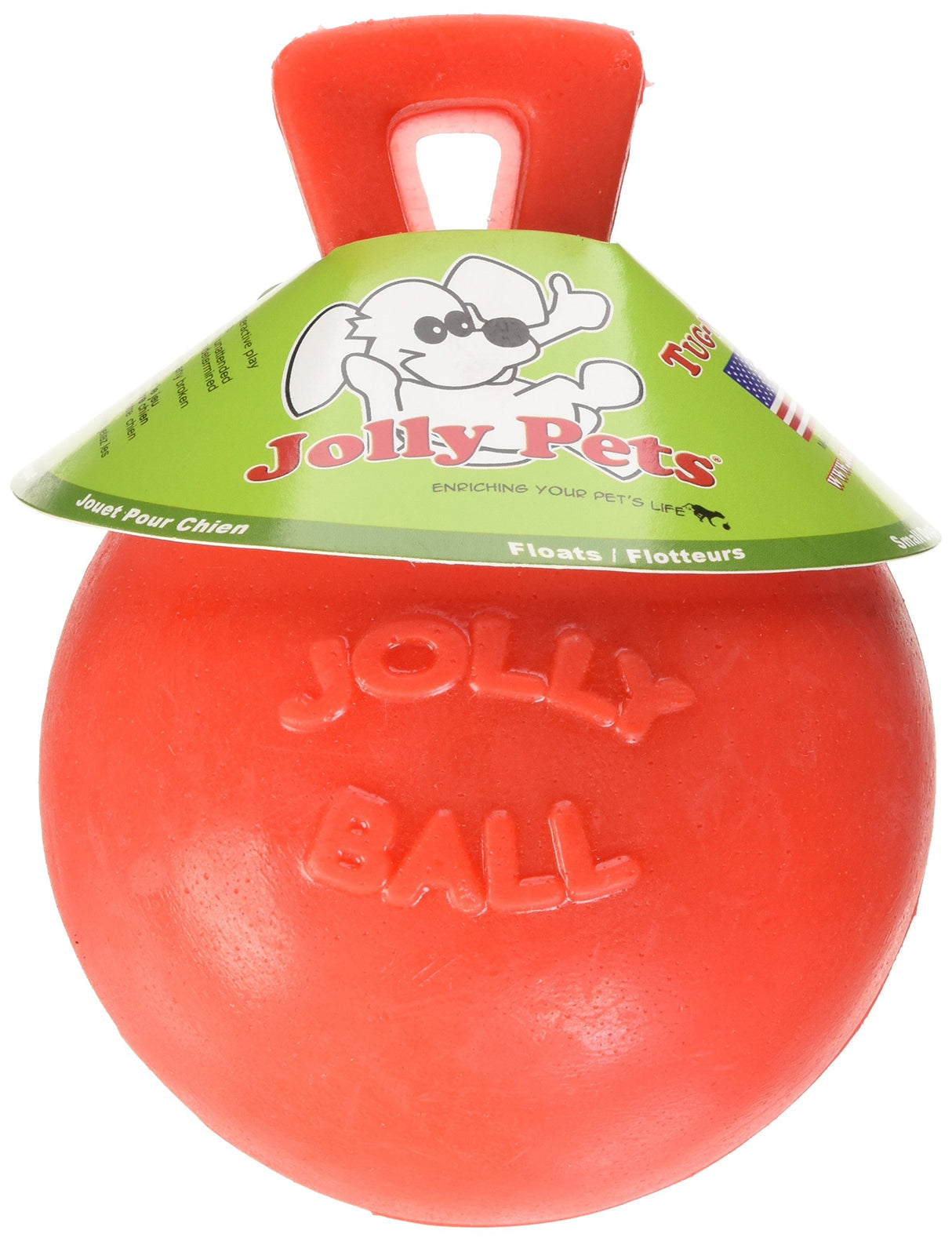 Jolly Pets Tug-n-Toss Heavy Duty Dog Toy Ball with Handle, 8 Inches/Large, Blueberry