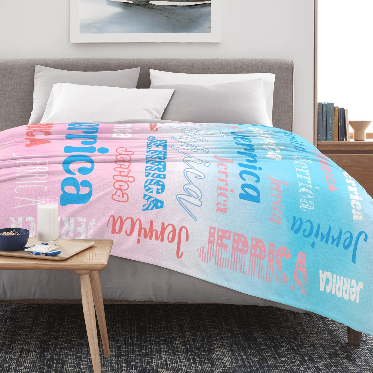 Custom Blanket with Name, Soft Cozy Personalized Name Blankets for Kids, Girls, Boys, Adults, Customized Christmas Blanket for Women, Men, Newborn, New Mom, Red Colors, Made in USA