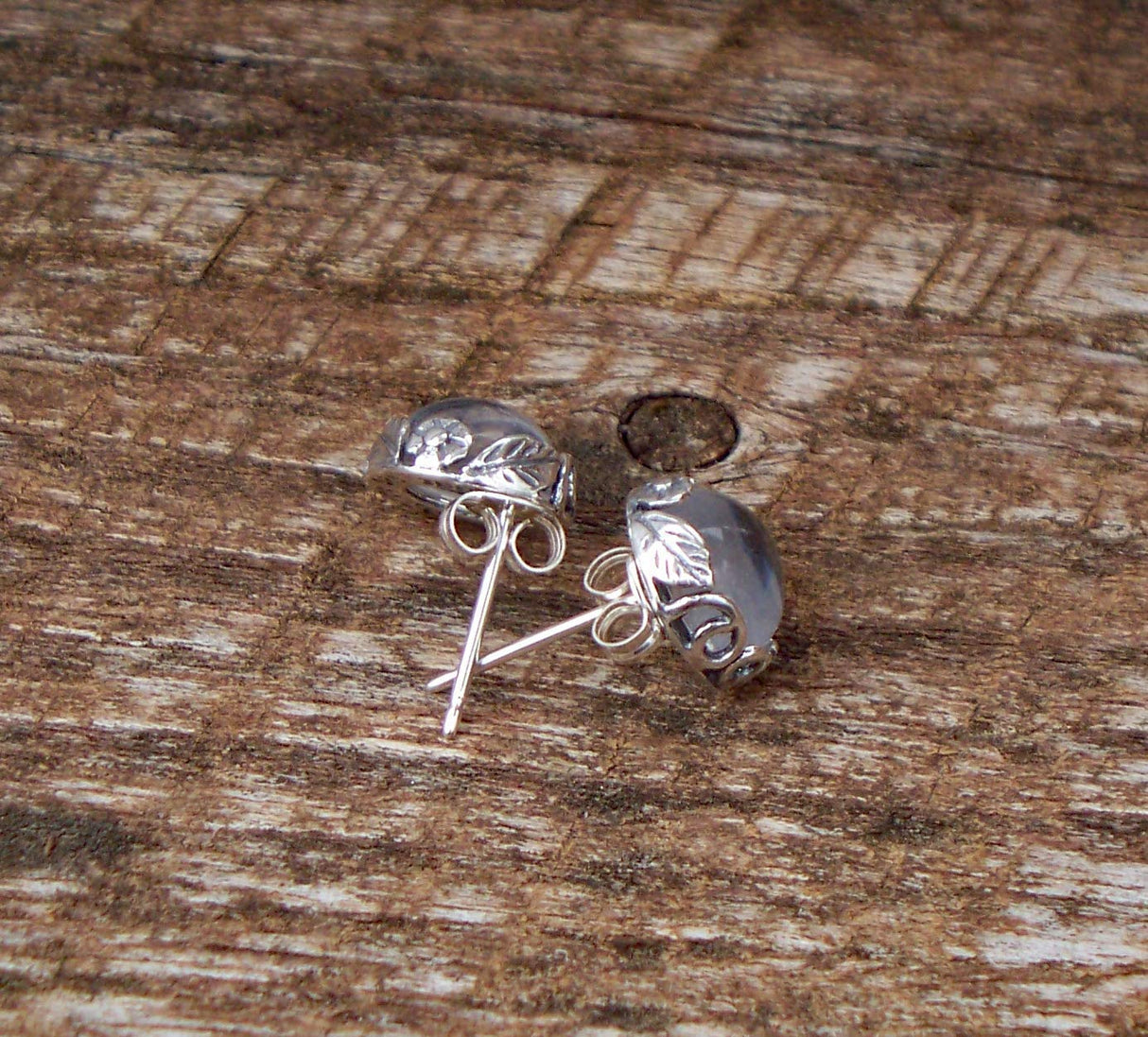 Recycled Vintage Sterling Silver Botanical Collection Stud Earrings (Mason Jar (Aqua))