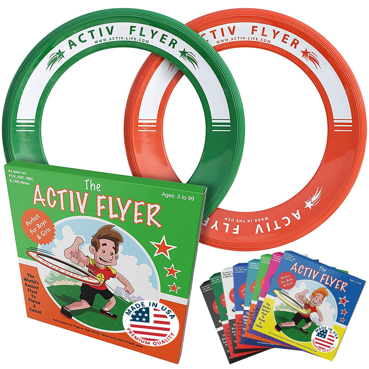 Activ Life Kid’s Flying Rings [2 Pack] They Fly Straight & Don’t Hurt! 80% Lighter Than Standard Frisbees - Replace Screen Time with Healthy Family Fun - Get Outside & Play! Proudly Made in The USA