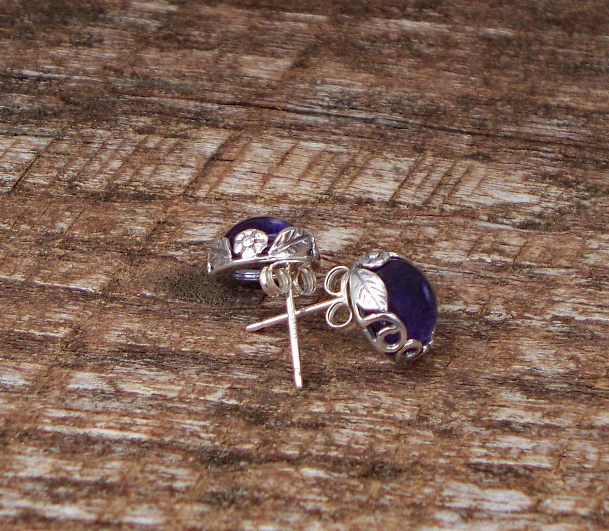 Recycled Vintage Sterling Silver Botanical Collection Stud Earrings (Mason Jar (Aqua))