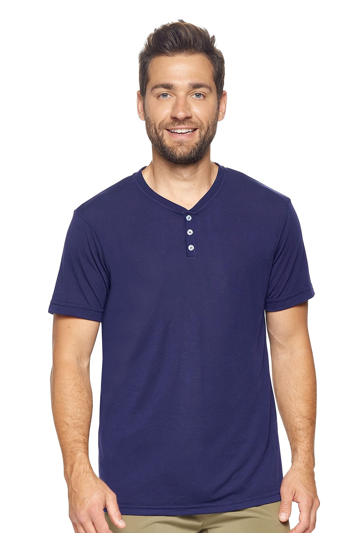 Expert Brand USA-Made Men's Soft Casual Activewear Siro Short Sleeve Henley Tee