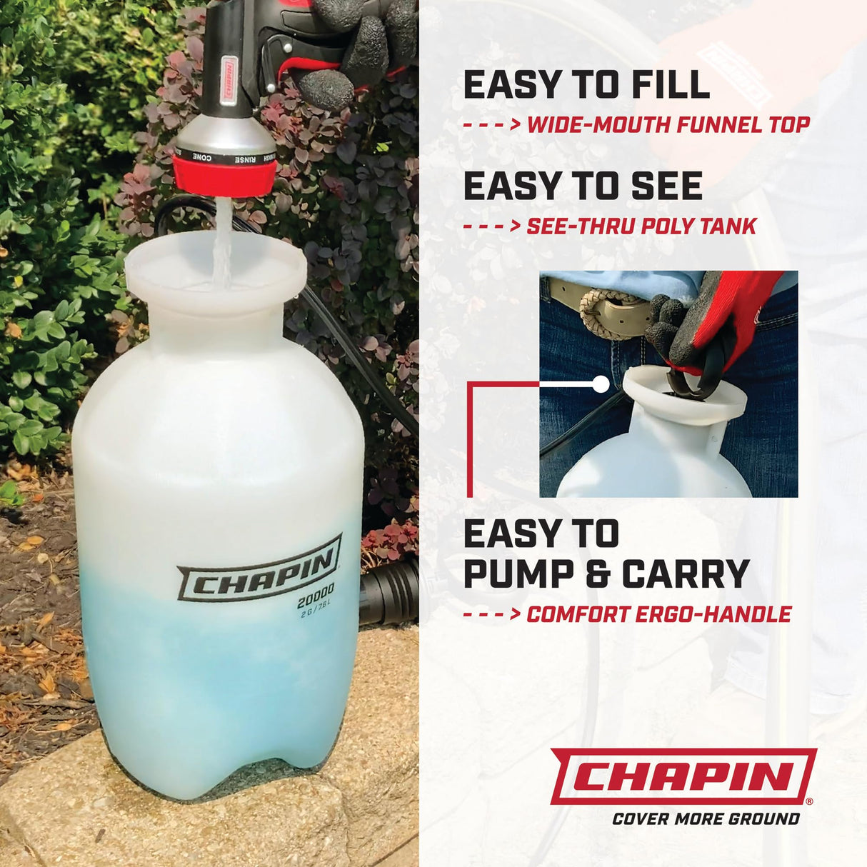 Chapin 22000 Made in USA Value Pack of 2 Units, 1 Gallon Lawn and Garden Pump Pressured Sprayer, for Spraying Plants, Garden Watering, Lawns, Weeds and Pests, Translucent White