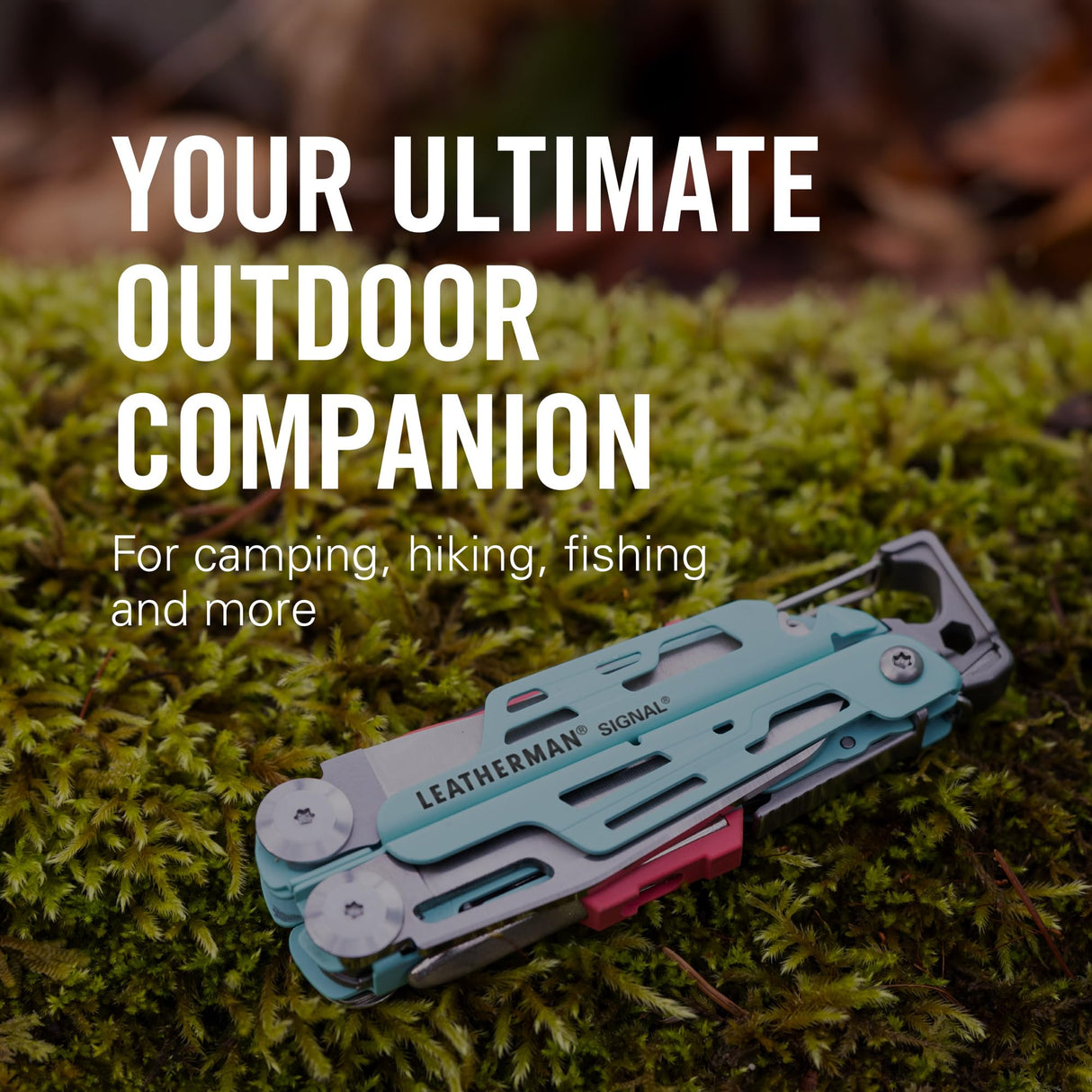 LEATHERMAN, Signal, 19-in-1 Multi-tool for Outdoors, Camping, Hiking, Fishing, Survival, Durable & Lightweight EDC, Made in the USA, Aqua/Silver with Nylon Sheath