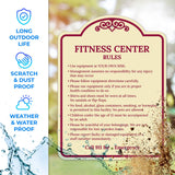 Sigo Signs, Fitness Center Rules Use Equipment at Your Own Risk Décor Sign, Green Light, 12x18 Inches, ACM, Fade Resistant, Made in USA