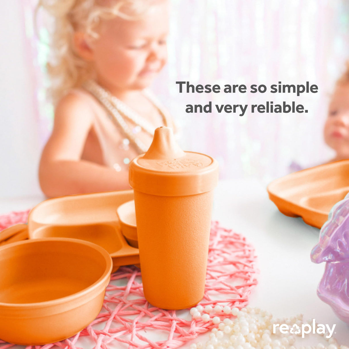 Re-Play Made in USA 10 Oz. Sippy Cups for Toddlers, Pack of 4 - Reusable Spill Proof Cups for Kids, Dishwasher/Microwave Safe - Hard Spout Sippy Cups for Toddlers 3.13" x 6.25", Desert Roses