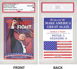 Fight! Assassination President Donald Trump Trading Card 2024 | MAGA Patriot Election Donald Trump Graded Gem Mint Collectible Gifts GOP Made in America Gifts, Trump Memorabilia Limited Edition