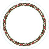 Fabric Textile Products Round Tablecloth, 100% Milliken Polyester, Machine Washable, 90" Round, Christmas Garland Border