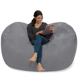 Chill Sack Bean Bag Chair: Huge 6' Memory Foam Furniture Bag and Large Lounger - Big Sofa with Soft Micro Fiber Cover - Red Furry