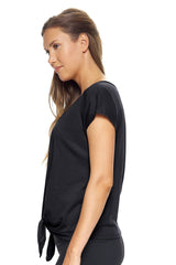 Expert Brand USA-Made Women's MoCA Cotton Blend Split Front Tie T-Shirt