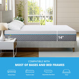 King Mattress 14 Inch, Charcoal Gel Memory Foam Mattress Bed in a Box, Back Pain Relief Mattress Made in USA, Medium Firm Mattress, CertiPUR-US Certified,76”x80”x14”, White