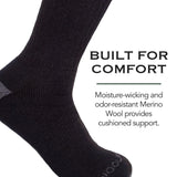 Woolrich Merino Wool Socks for Men - Made in USA, Crew Hiking Sock, Made of 78% Merino Lambswool w/Padded Arch, 2 Pairs