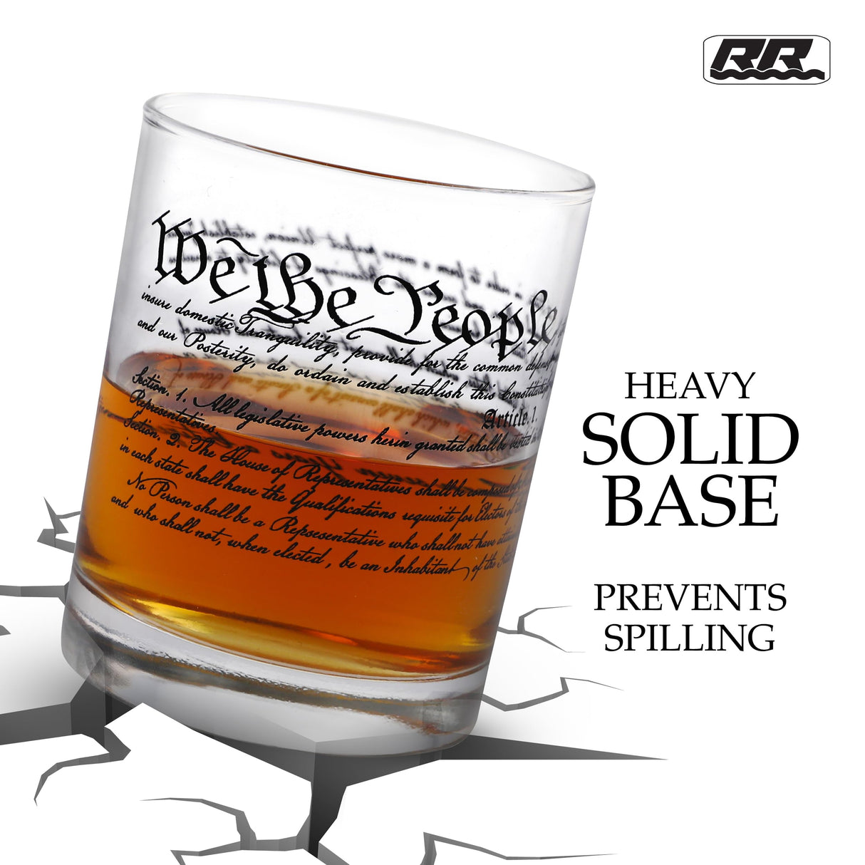 Rogue River Tactical USA Constitution Preamble Patriotic Veteran Old Fashioned Glass Gift For Patriot