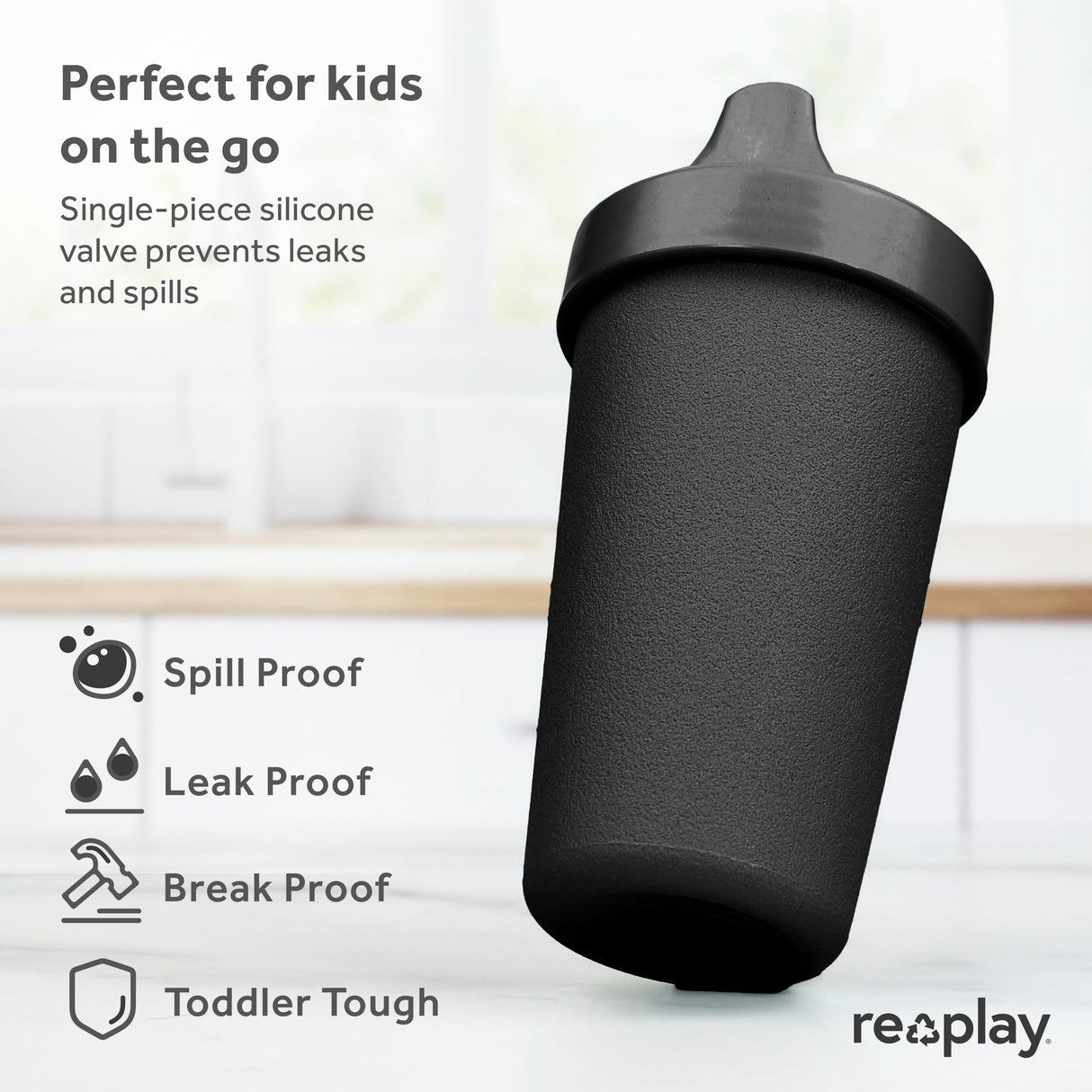 Re-Play Made in USA 10 Oz. Sippy Cups for Toddlers, Pack of 4 - Reusable Spill Proof Cups for Kids, Dishwasher/Microwave Safe - Hard Spout Sippy Cups for Toddlers 3.13" x 6.25", Desert Roses