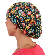 Sparkling EARTH Riley Medical Scrub Caps with Flat Front and Roomy Back - Adjustable Cord Lock Closure - Made in The USA!