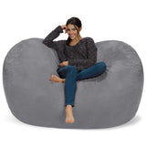 Chill Sack Bean Bag Chair: Huge 6' Memory Foam Furniture Bag and Large Lounger - Big Sofa with Soft Micro Fiber Cover - Red Furry