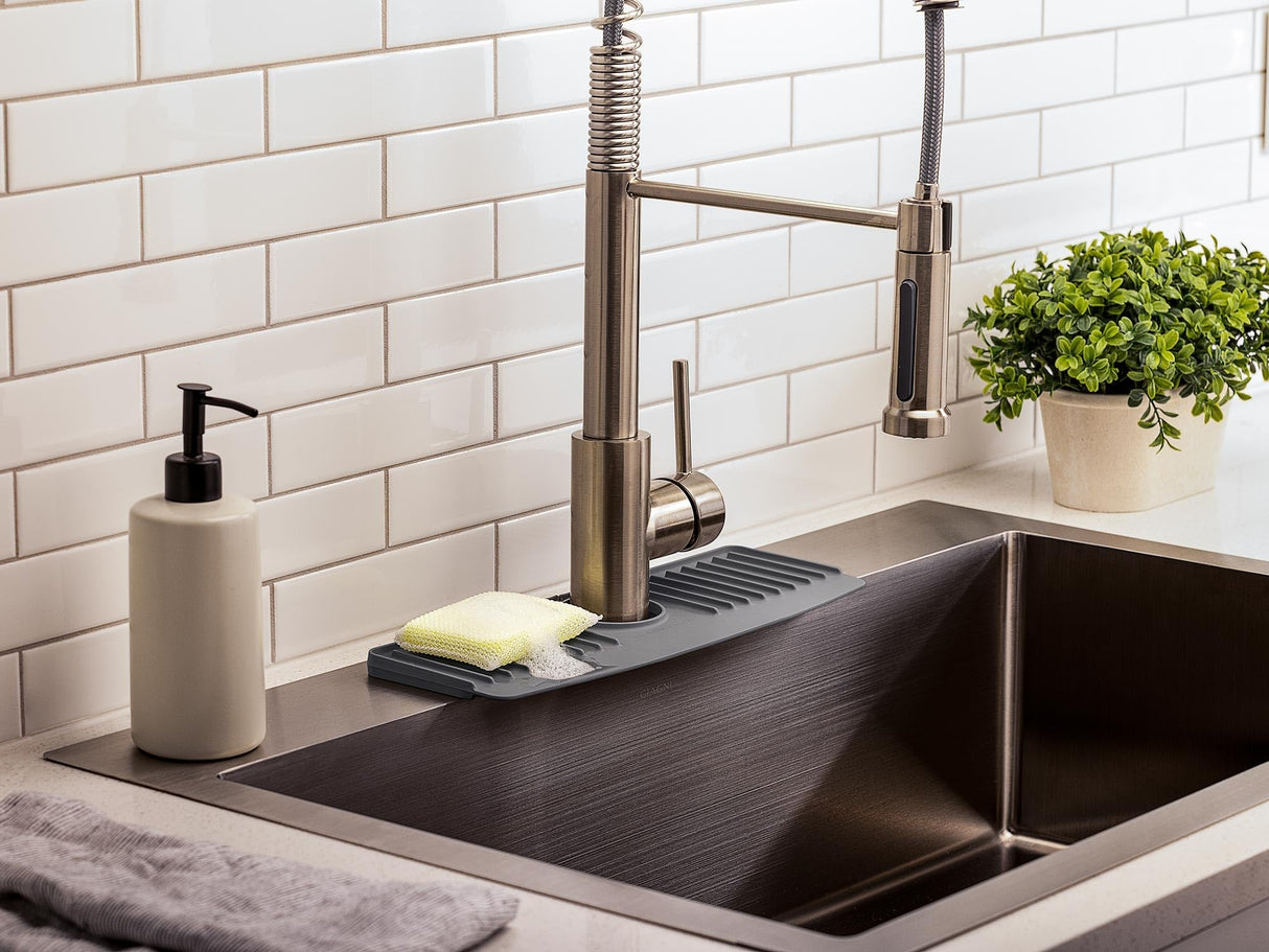 WeatherTech FaucetMat Duo - Protect Your Kitchen & Bathroom Countertops - Dark Grey/Slate