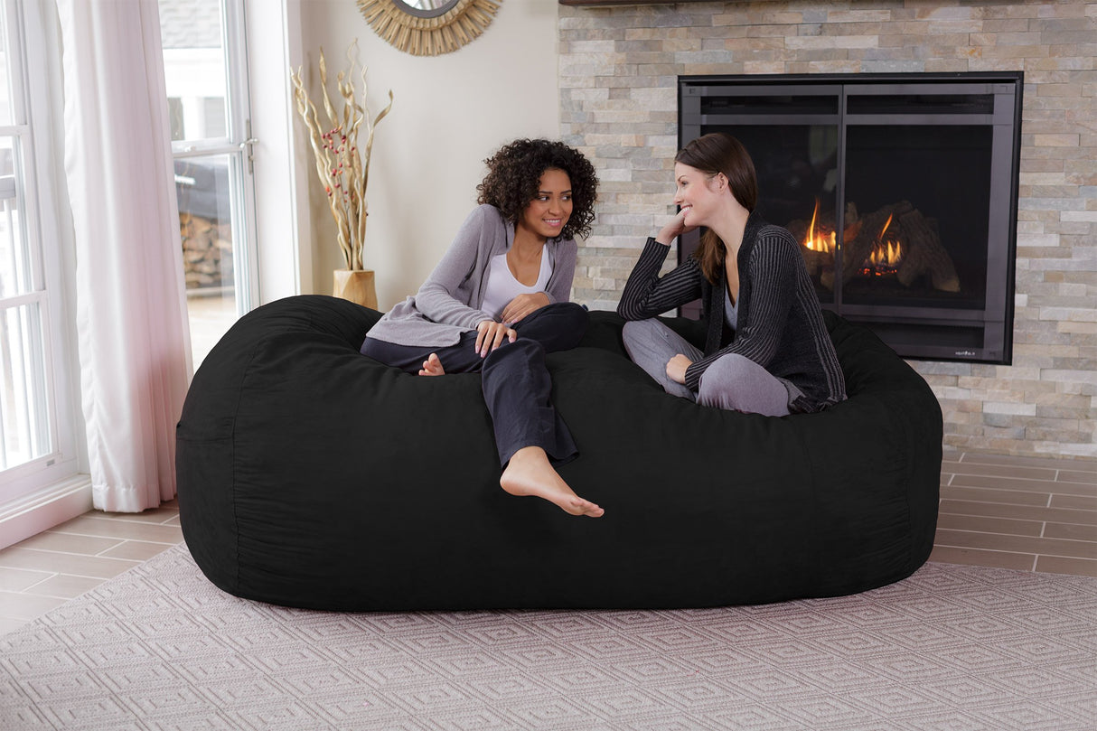 Chill Sack Memory Foam Bean Bag Lounger, 7.5-Feet, Red Furry