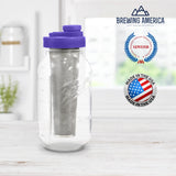 Brewing America Mason Jar Cold Brew Coffee Maker Infuser: Made in USA Wide Mouth Mason Jar with Screw Top Pour and Drinking Lid, Stainless Steel Filter - Coffee, Tea, Alcohol - 2 Quart 64 oz Blue Lid