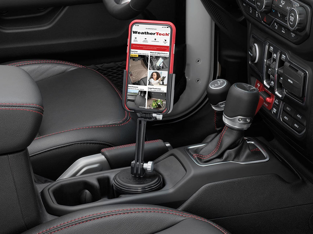 WeatherTech CupFone with Extension – Adjustable, Universal Cup Holder Phone Mount Accessory for Car – Compatible with iPhone & Other Smartphones – Open Access Design for Cell Phone Charging