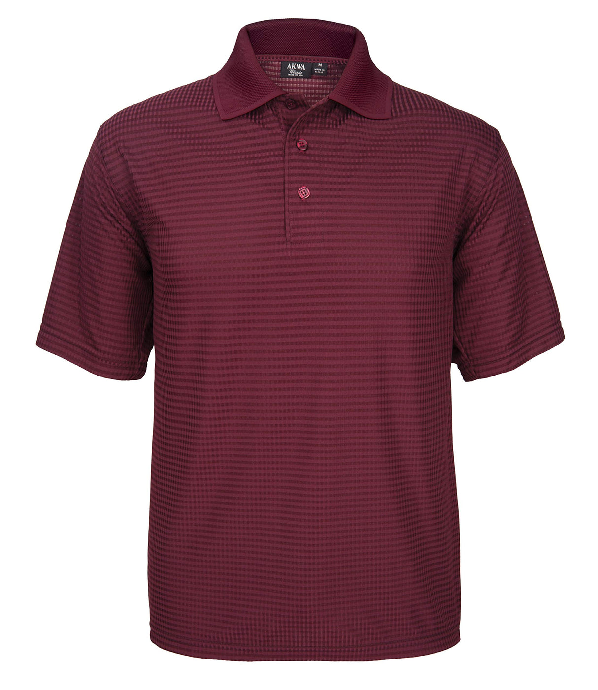 Akwa Made in USA Men's Dry Wicking Polo Shirt with Check Pattern and No-Curl Collar