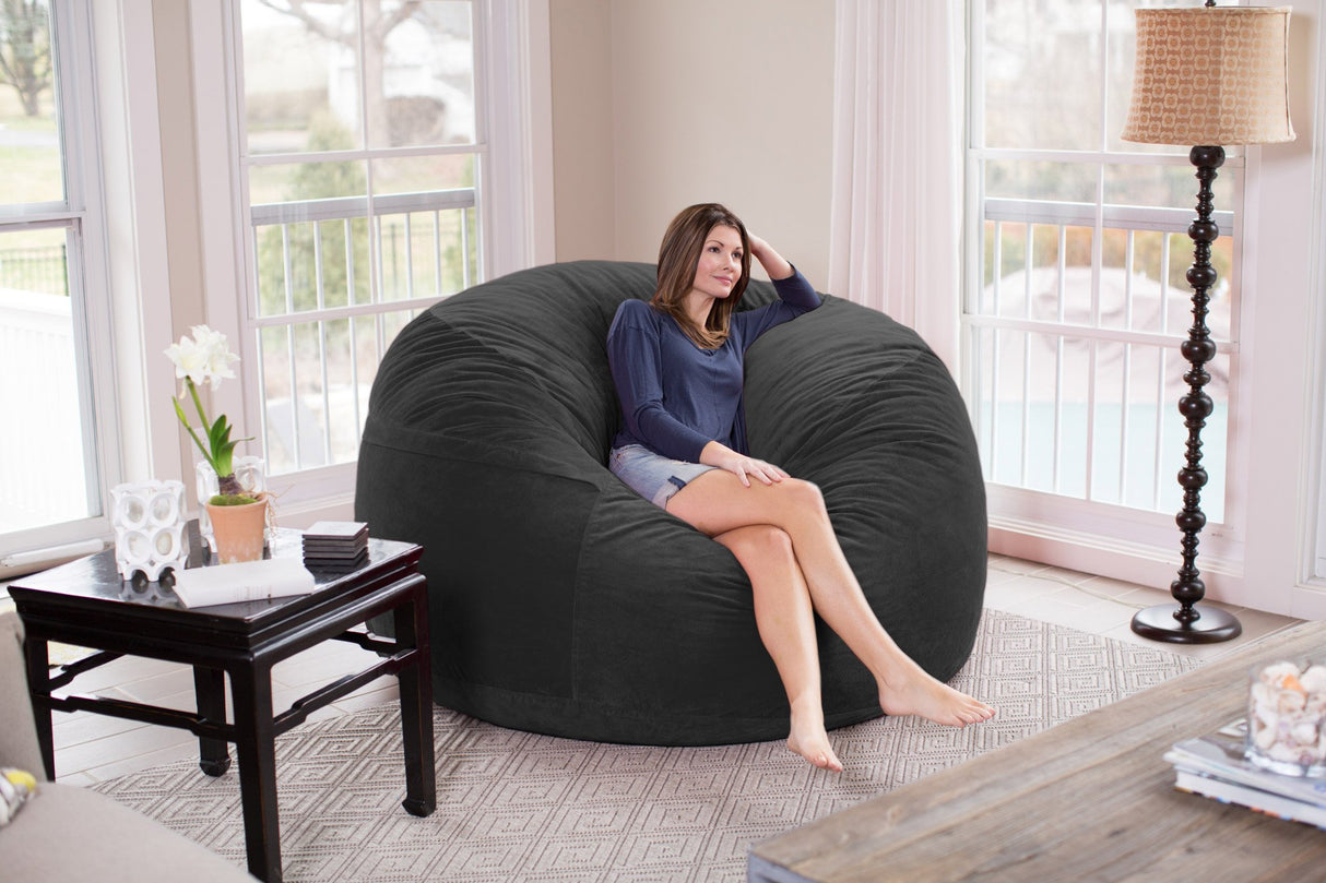 Chill Sack Bean Bag Chair: Giant 6' Memory Foam Furniture Bean Bag - Big Sofa with Soft Micro Fiber Cover, Charcoal