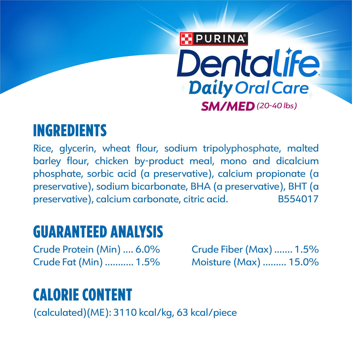 Purina Dentalife Daily Oral Care Chicken Flavor Small/Medium Breed Dog Dental Chews – Multipack 35.7 oz (2) - (94ct) - 47 ct. Pouch