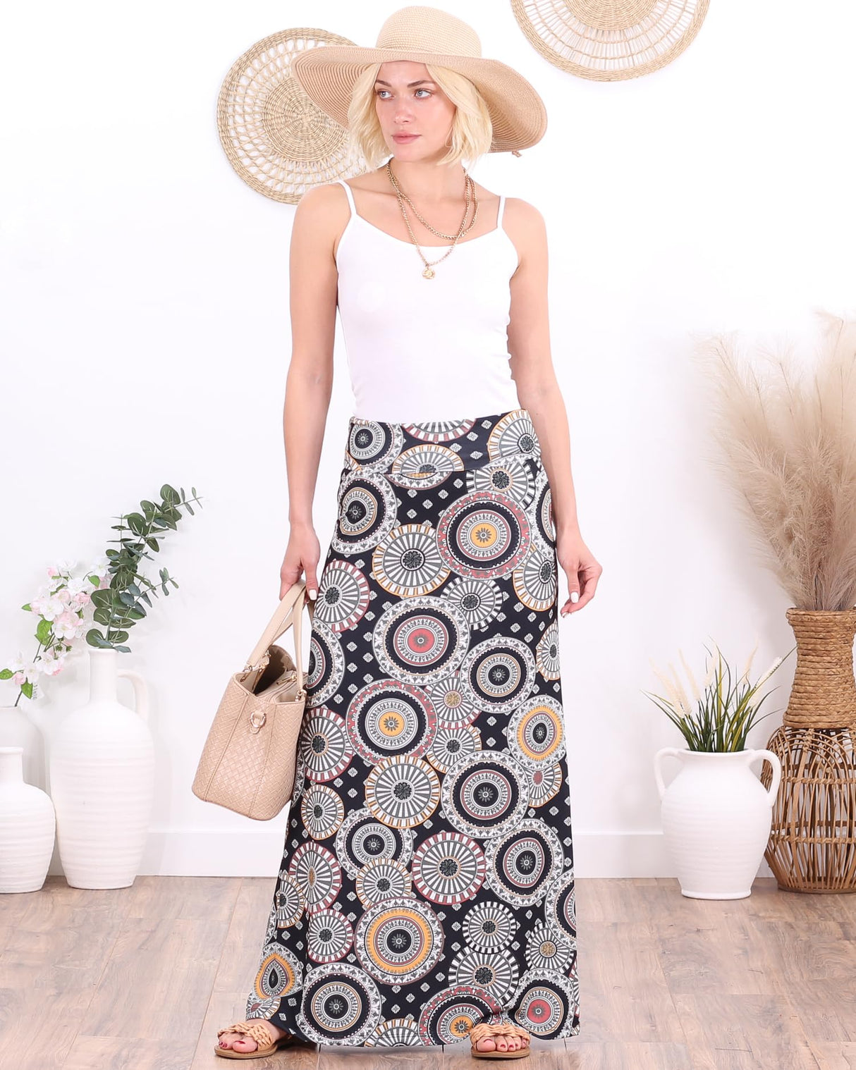 Popana Womens Long Maxi Skirt - Made in USA Long Skirts for Women Trendy - Casual Convertible Sundress Plus Size Maxi Skirt