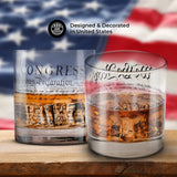 Lucky Shot - Constitution and Declaration of the Independence Whiskey Glass | United States Constitution & We The People | Old Fashioned Rocks Glasses -Set of 2 (11 oz)