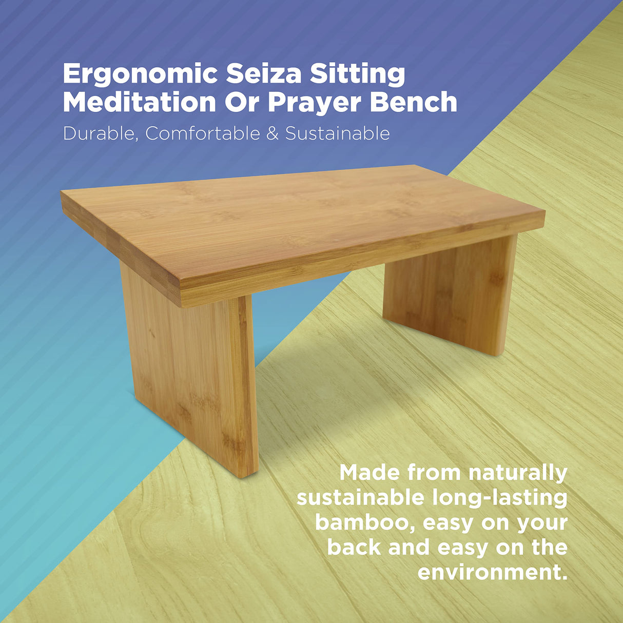 Bamboo Meditation Kneeling Bench - Best Design - New Magnetic Attached Legs - Portable - Ergonomic