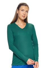 Expert Brand USA-Made Women's Drimax Dry Fit V Neck Athletic Long Sleeve