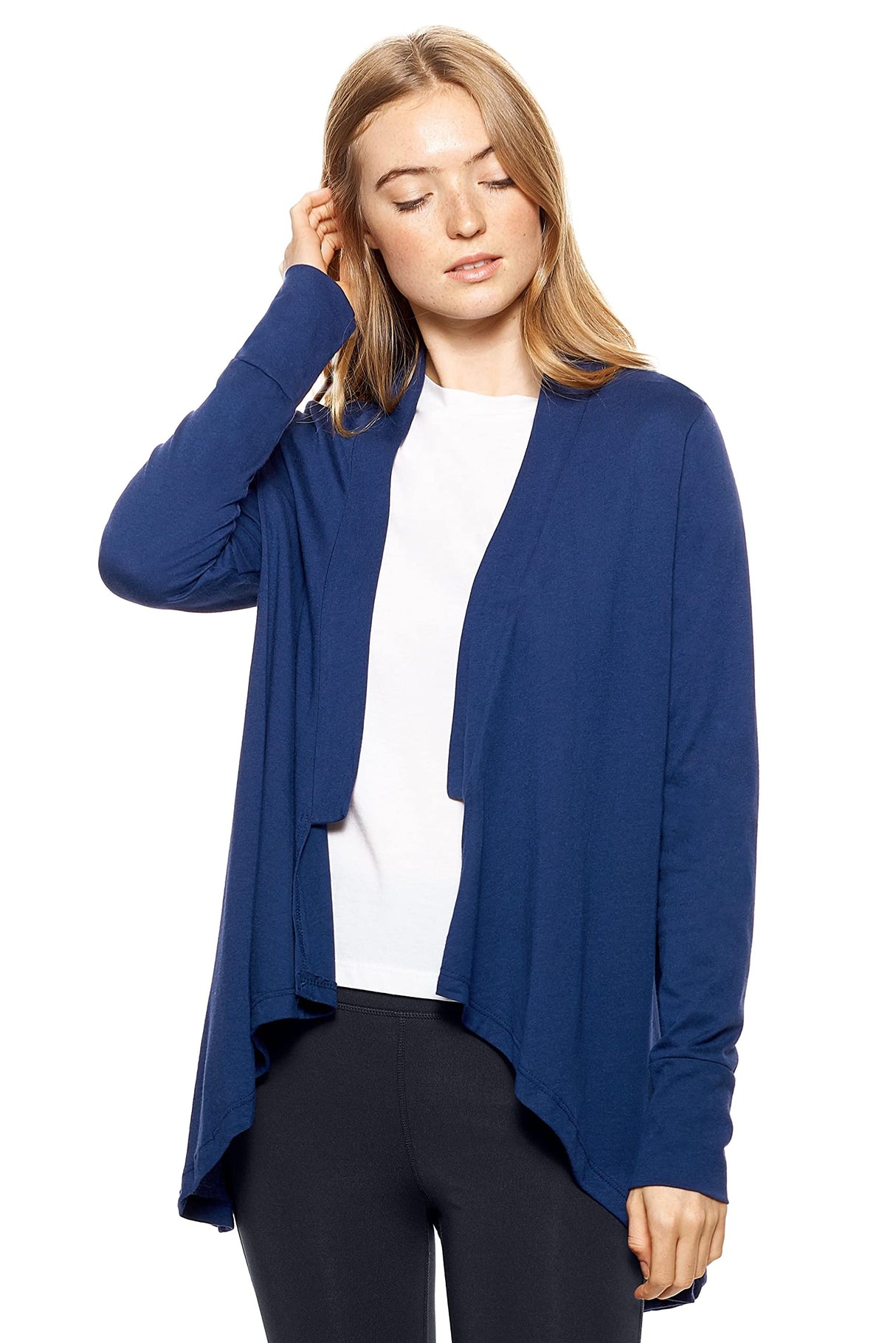 Expert Brand USA-Made Women's MoCA Cotton Blend Front Drape Cardigan